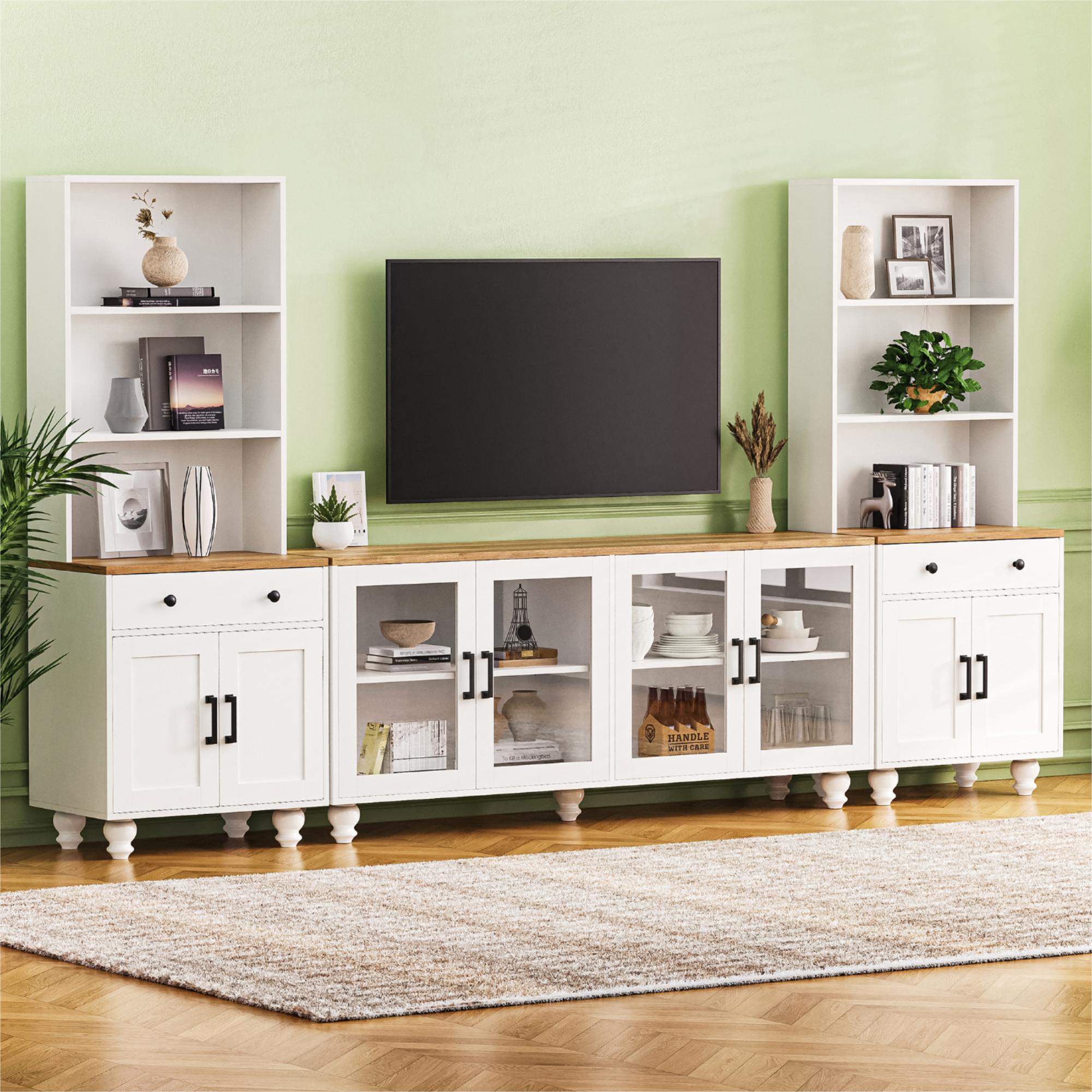 Farmhouse Entertainment Center with Gourd Legs — for TVs Up to 70"