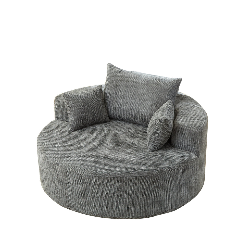No-assembly fluffy chair unpacked and fluffed
