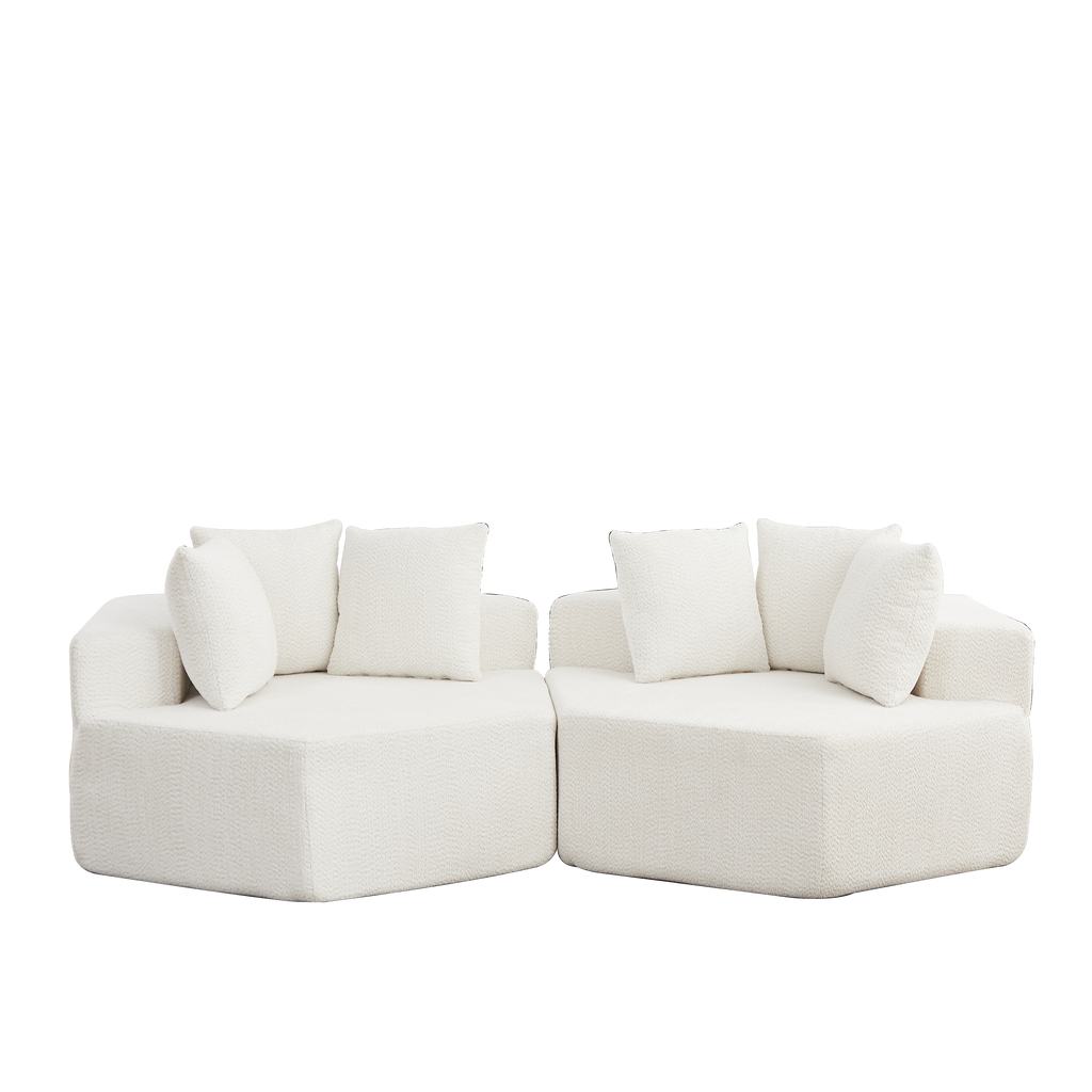 54-inch Modern-style hexagonal single lounge chair, featuring versatile arrangements and a modular design; this chenille-upholstered sofa is ideal for lounges, game rooms, living rooms, and bedrooms.