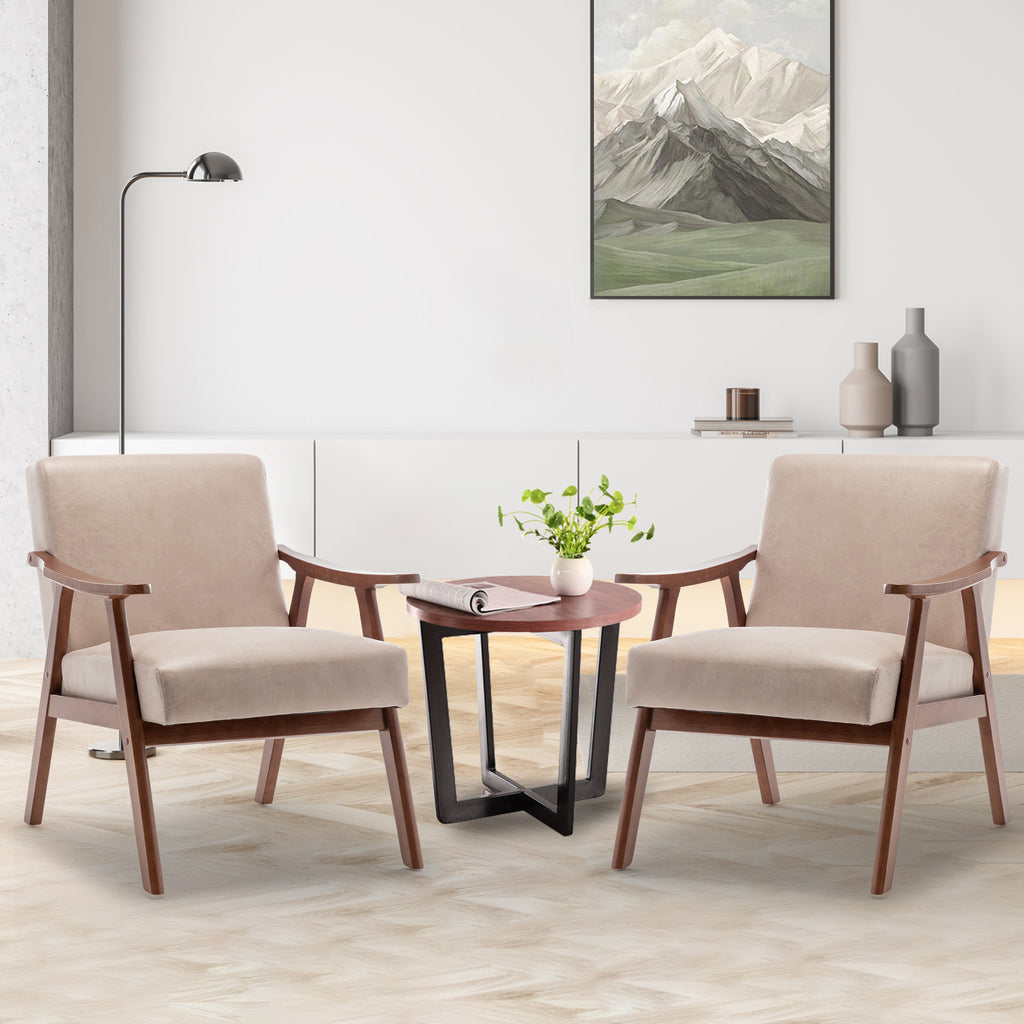 Light camel wingback chair back view