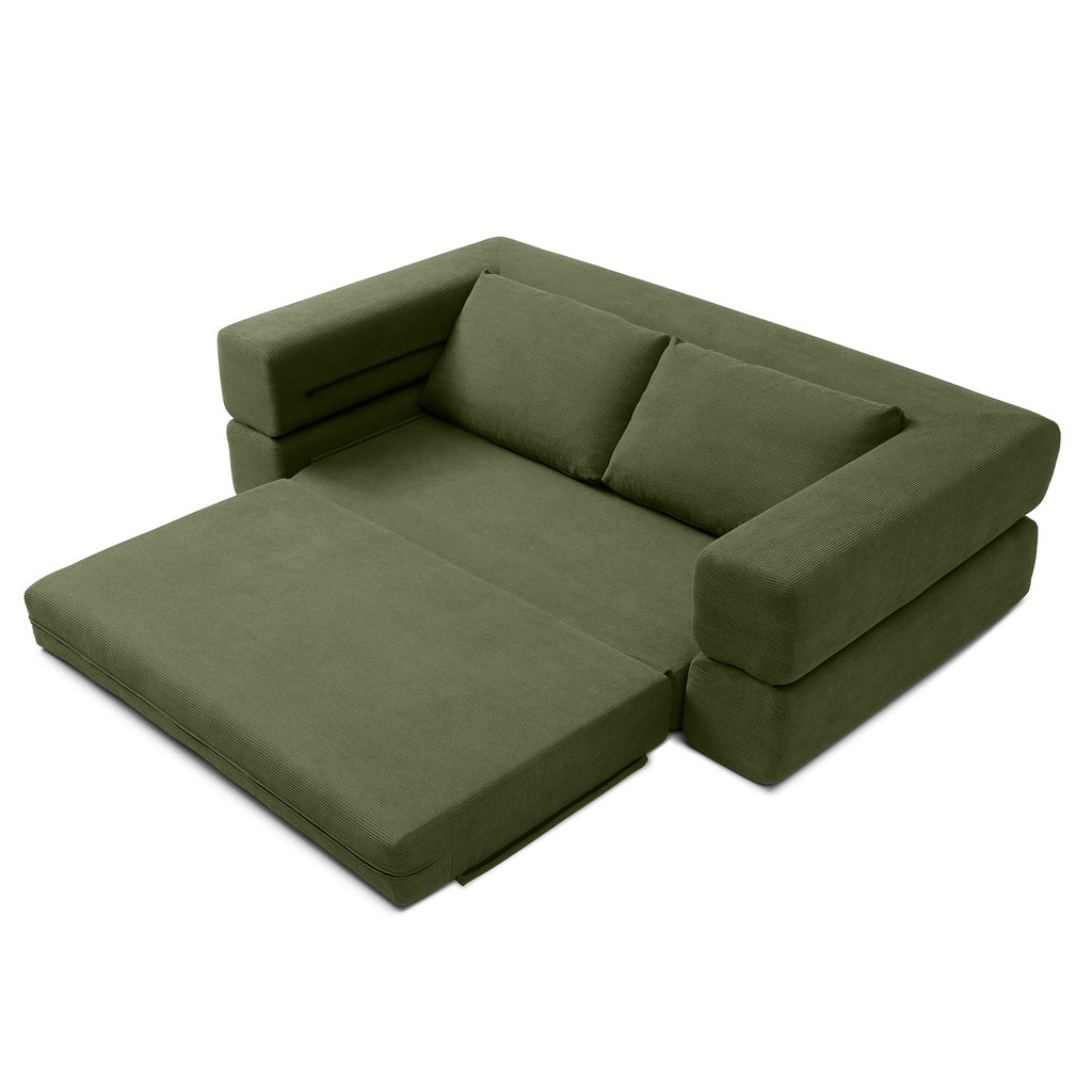 Fold-out futon sleeper mattress configuration