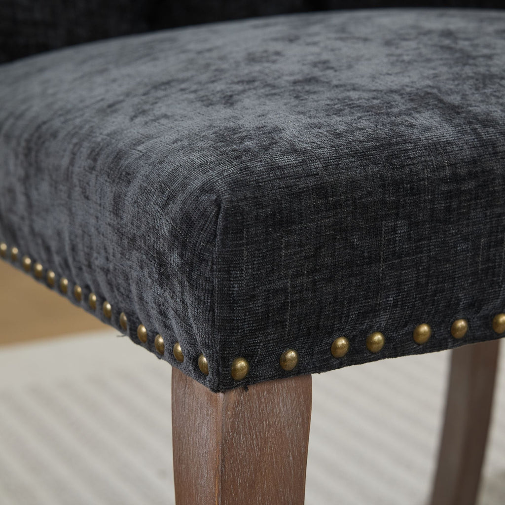 Upholstered Chenille Fabric Accent Dining Chair, Curved Solid Wood Legs, Elegant Tufted Club Dining Room Kitchen Room Arm Dining Chair, Single Pack,Olive Green,SW1895OL