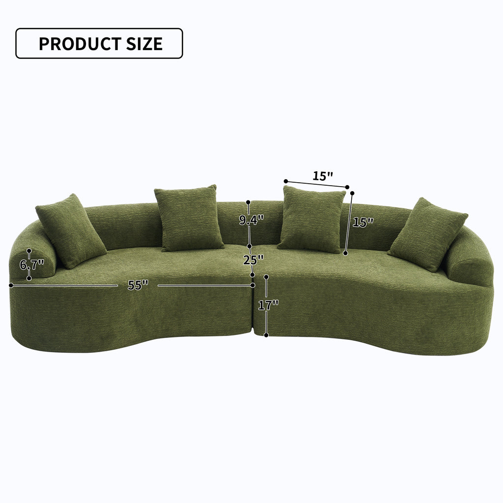 Curved modular sofa — angle view