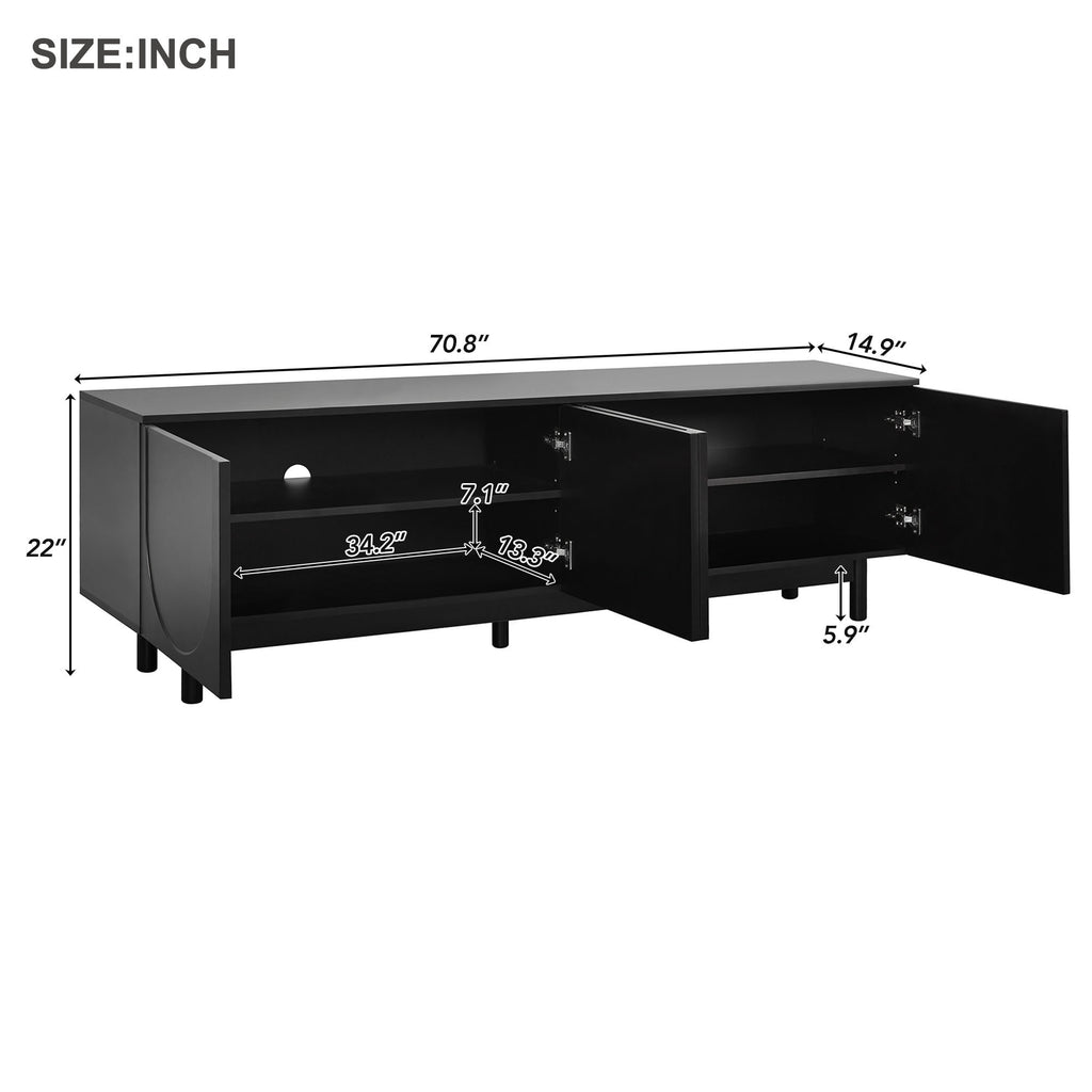 Cable management holes on black media console
