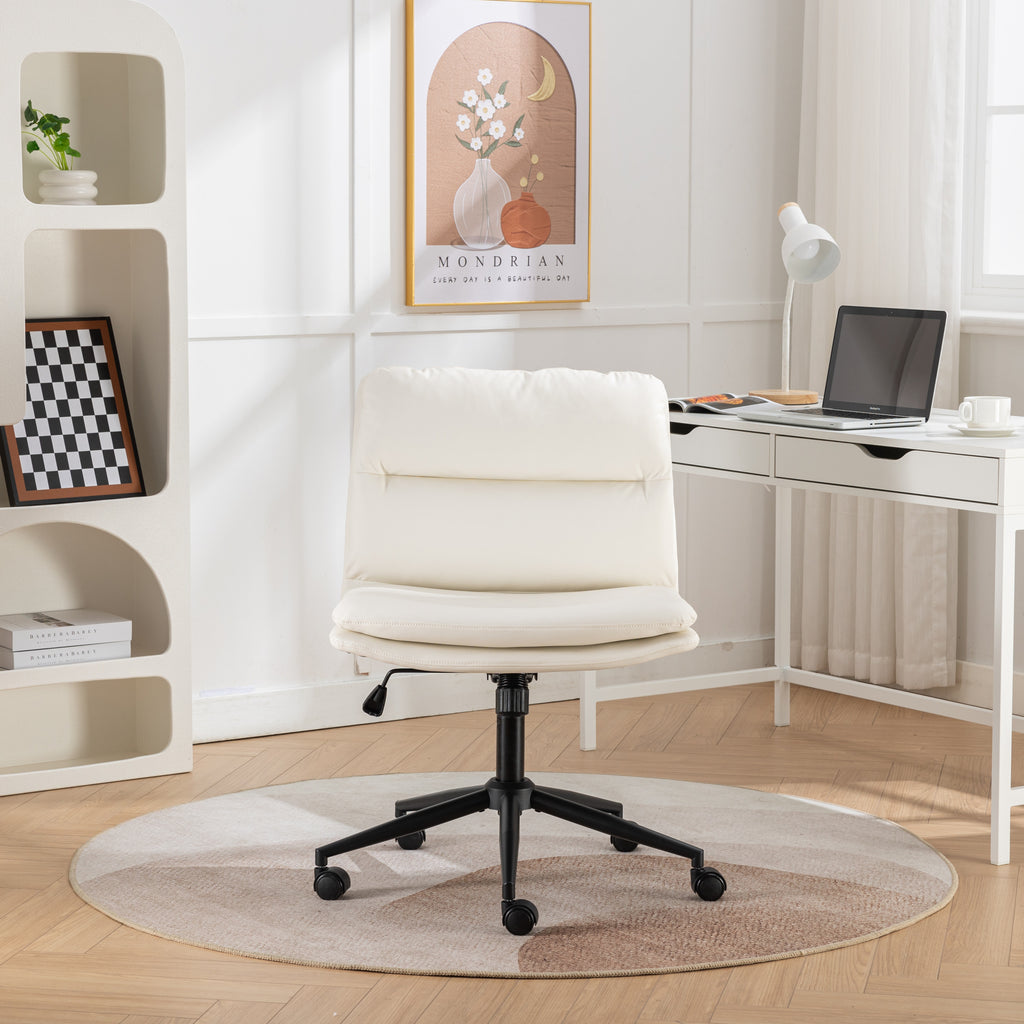 White office chair with wide seat — angle view