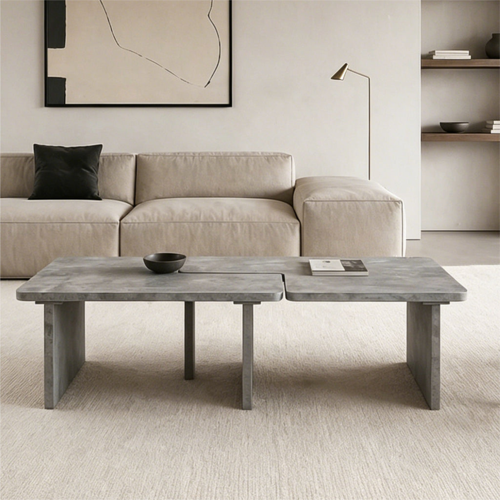 Modular concrete look coffee table interlocking modules