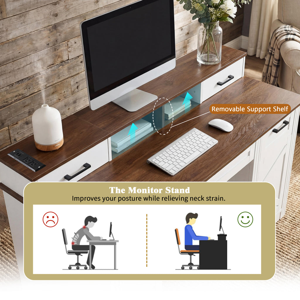 White desk storage cabinet with adjustable shelf interior