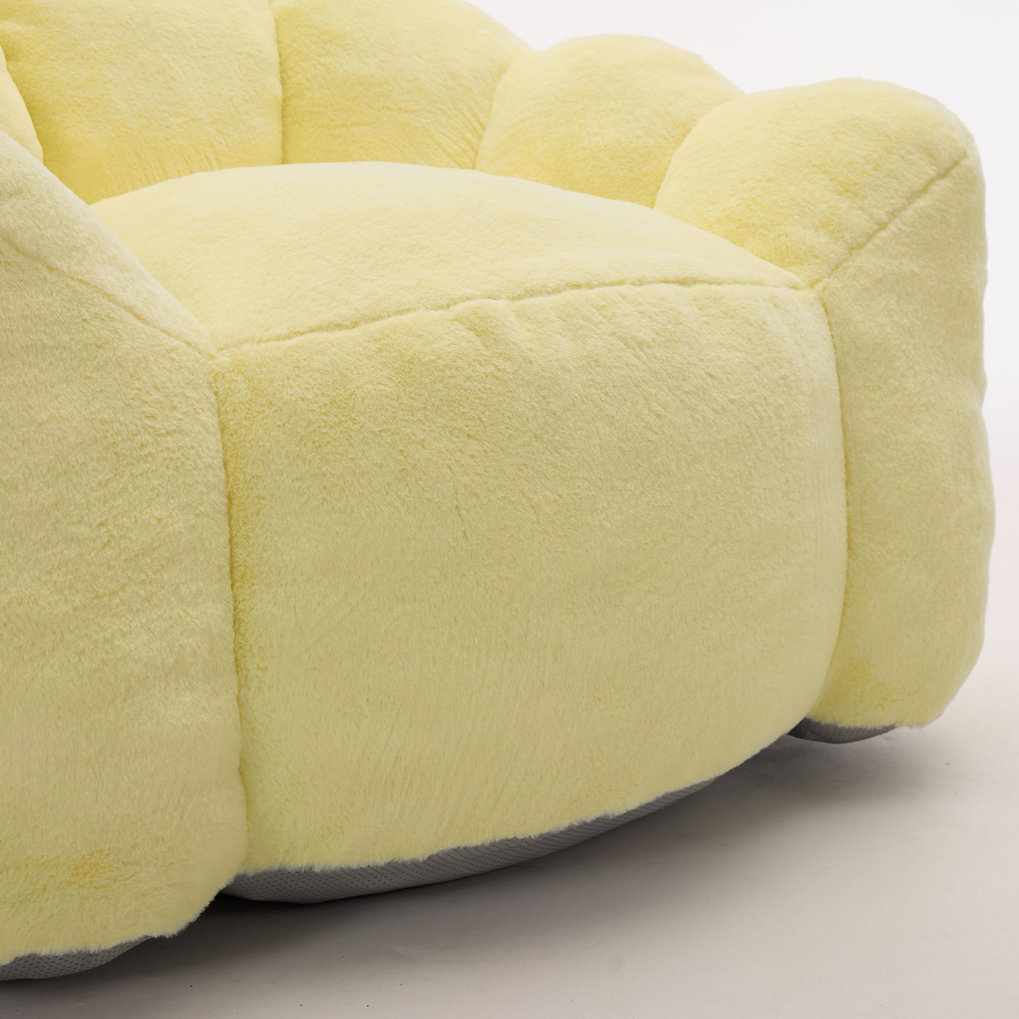 Yellow faux fur compression bean bag sofa product photo