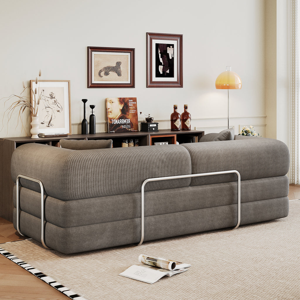 78-inch grey corduroy sofa bed dimensions overview