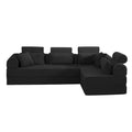 Black L-shape modular sectional sofa — front view