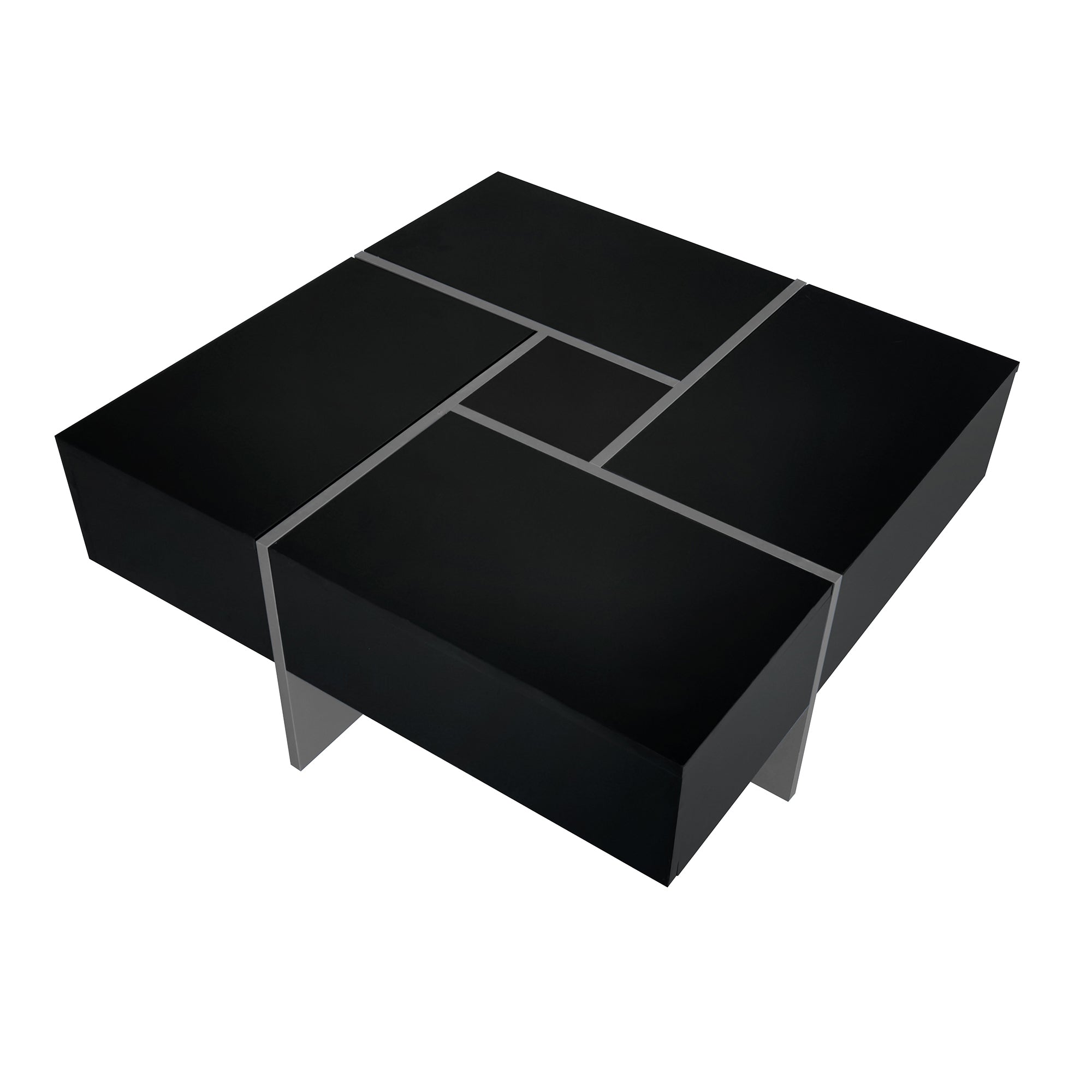 Soft-close drawer coffee table hidden storage mechanism