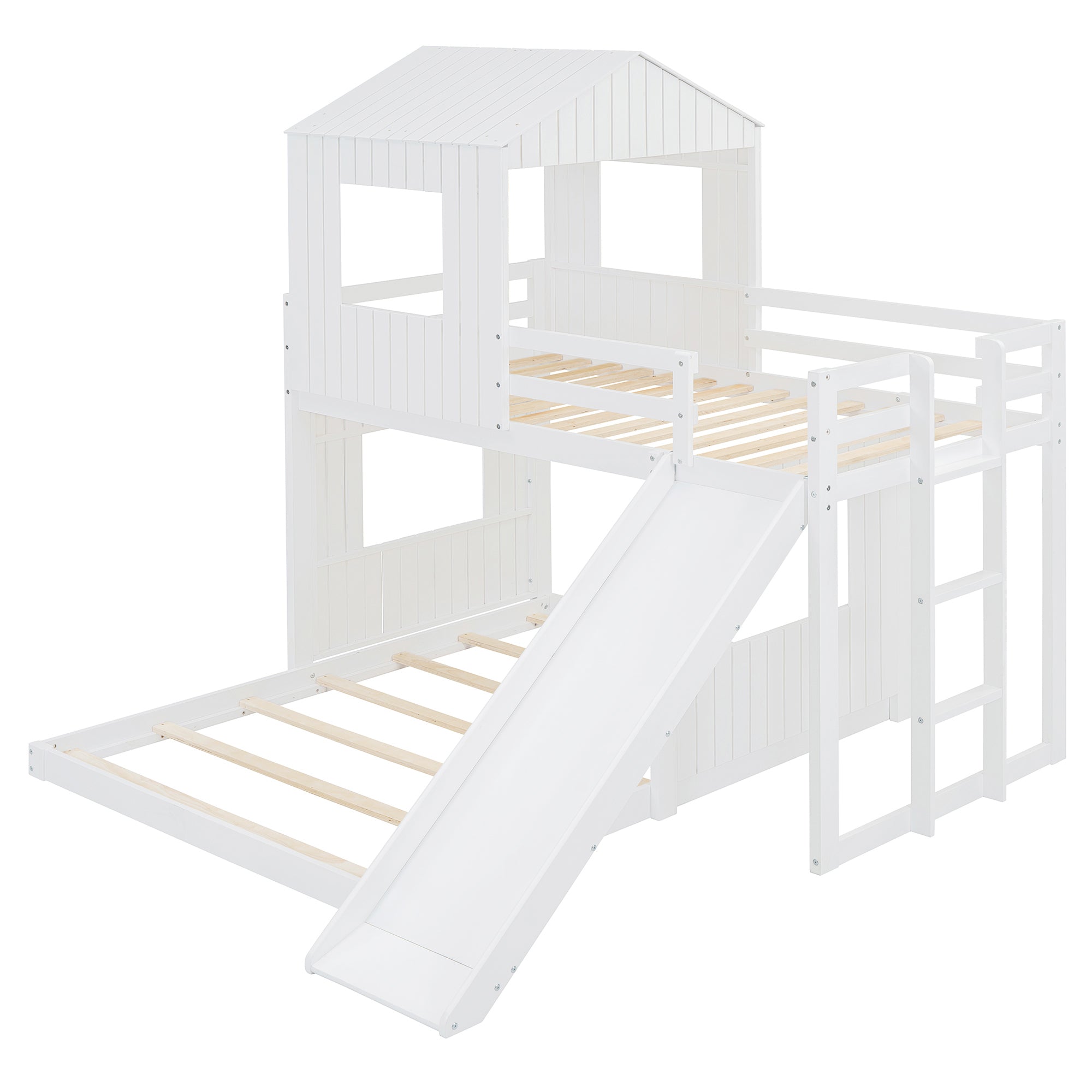 Upper bunk guardrails and playhouse windows
