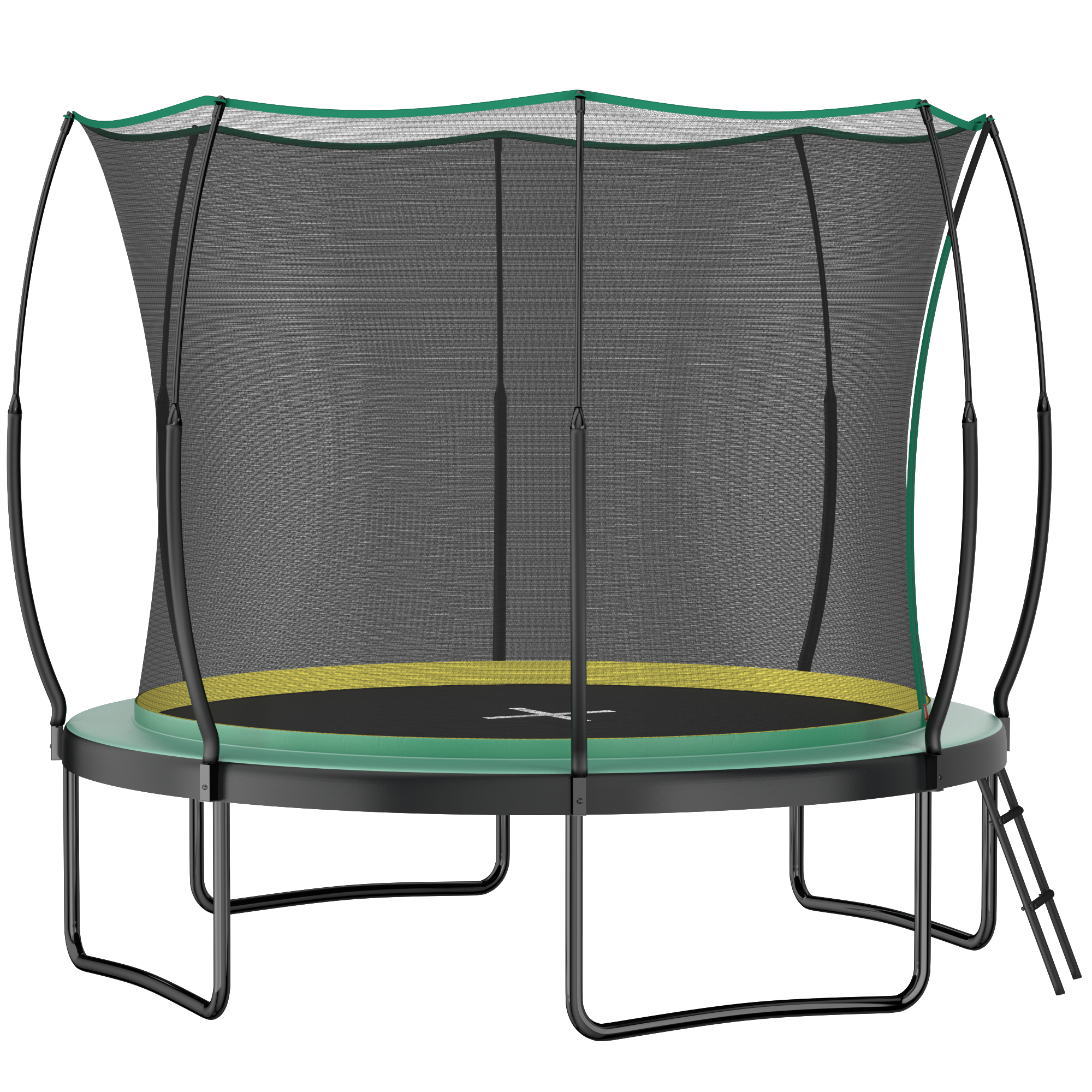 Green 10-foot springfree no-gap trampoline — front view