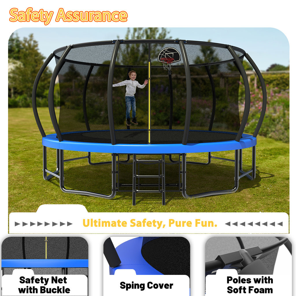 Trampoline safety net dual zipper and buckle closure entrance detail