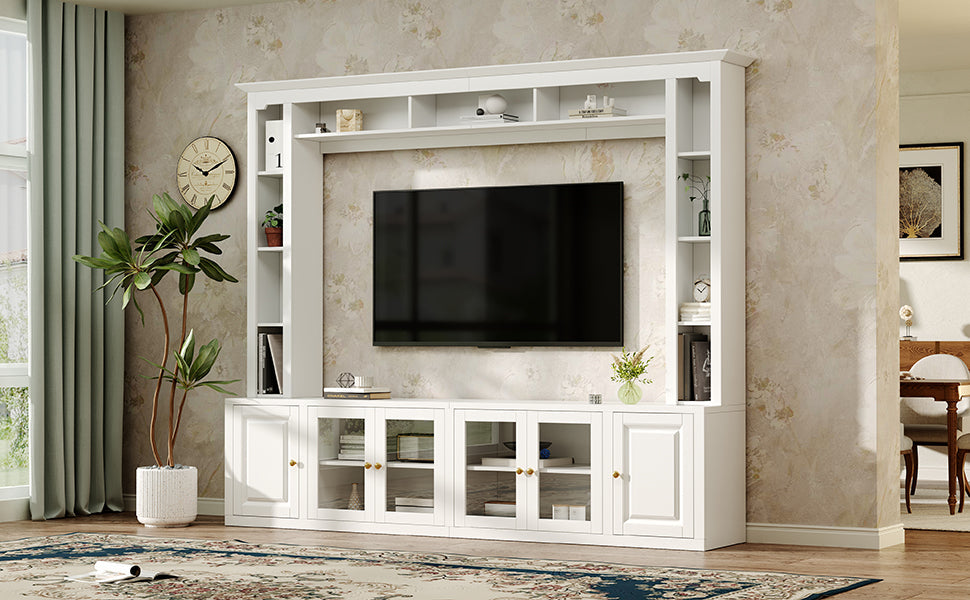 92" Entertainment Center Wall Unit with Glass Doors — for TVs Up to 80"