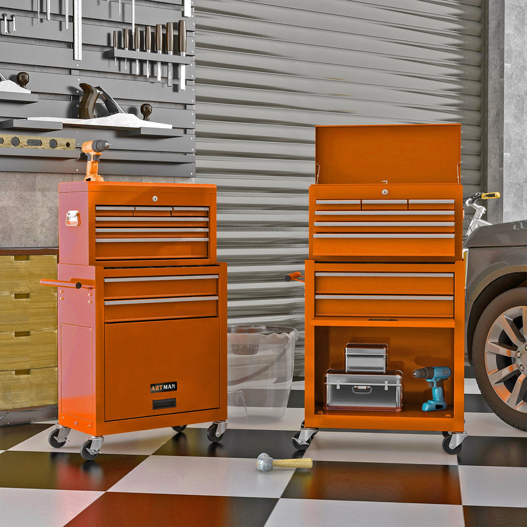 8-Drawer Rolling Tool Chest with Lock — Metal Tool Storage Cabinet