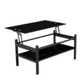Black lift-top coffee table tempered glass — front view
