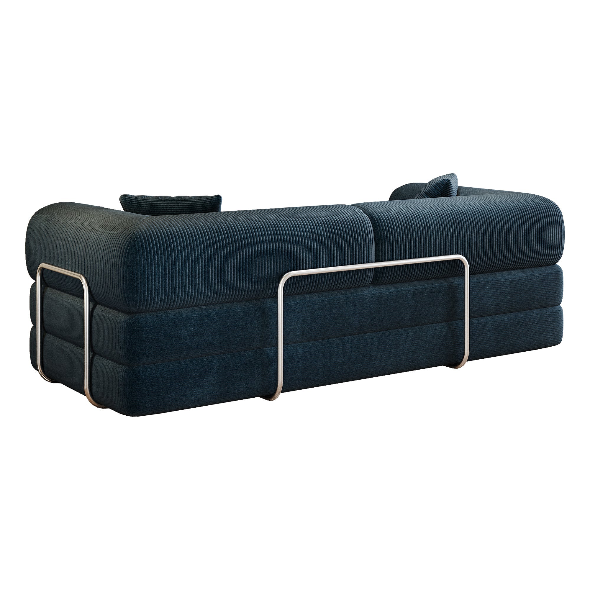 Corduroy Compression Convertible Floor Sofa Bed — Modular Loveseat, 78.8" Wide