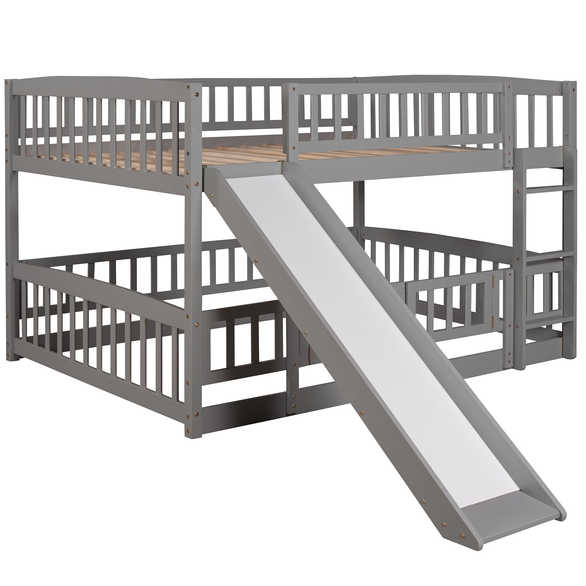 Full over full bunk bed upper bunk slat platform — no box spring
