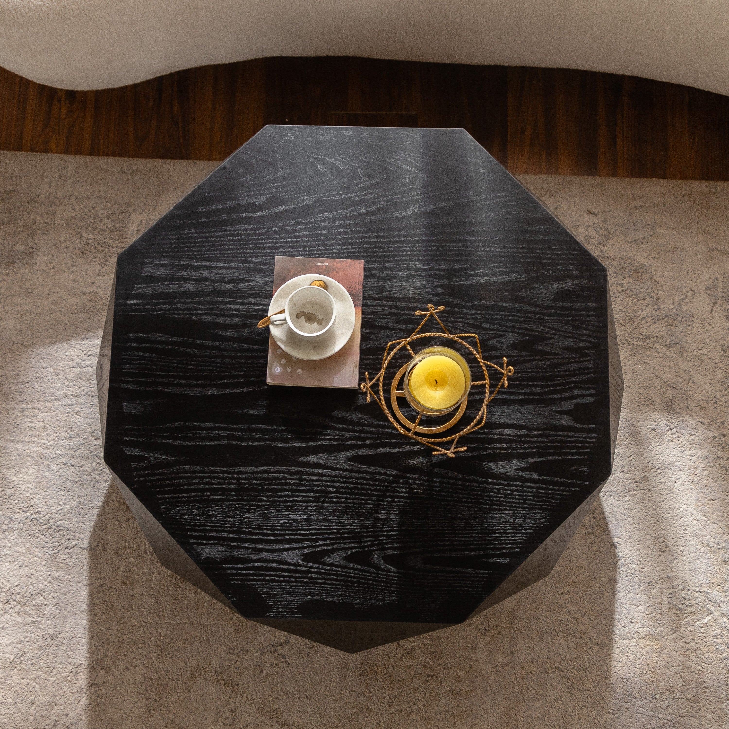 Black center table relief pattern concave convex detail