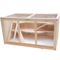 Large Wooden Hamster Cage with Acrylic Windows, Multi-Level Small Pet Habitat with Deep Tray, Ventilated Hutch for Syrian Dwarf Hamsters, Rabbits, Guinea Pigs, Chinchillas