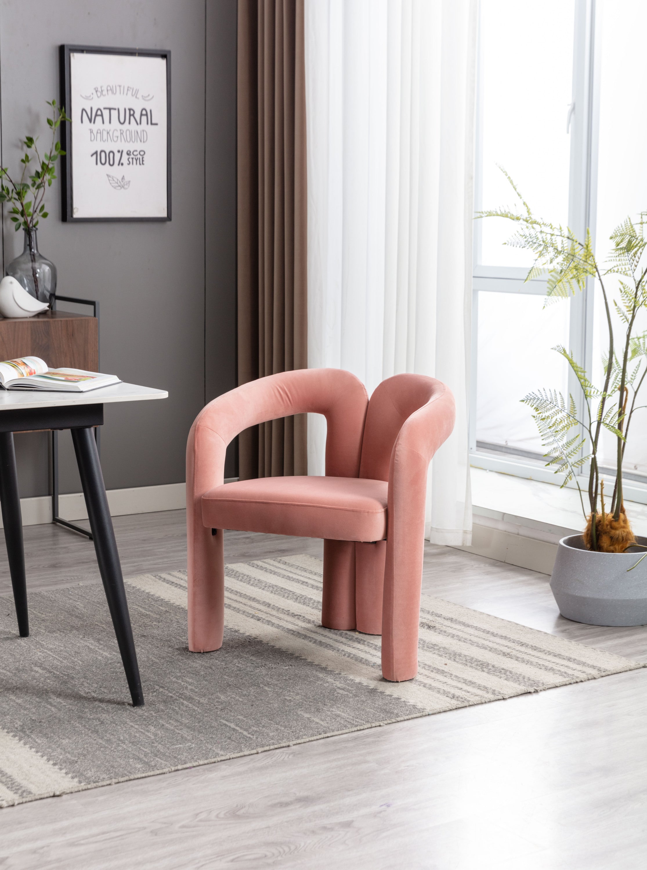 Velvet Barrel Accent Chair Set of 2 — Wood Legs
