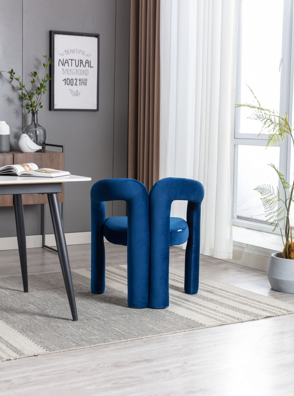 Velvet Barrel Accent Chair Set of 2 — Wood Legs