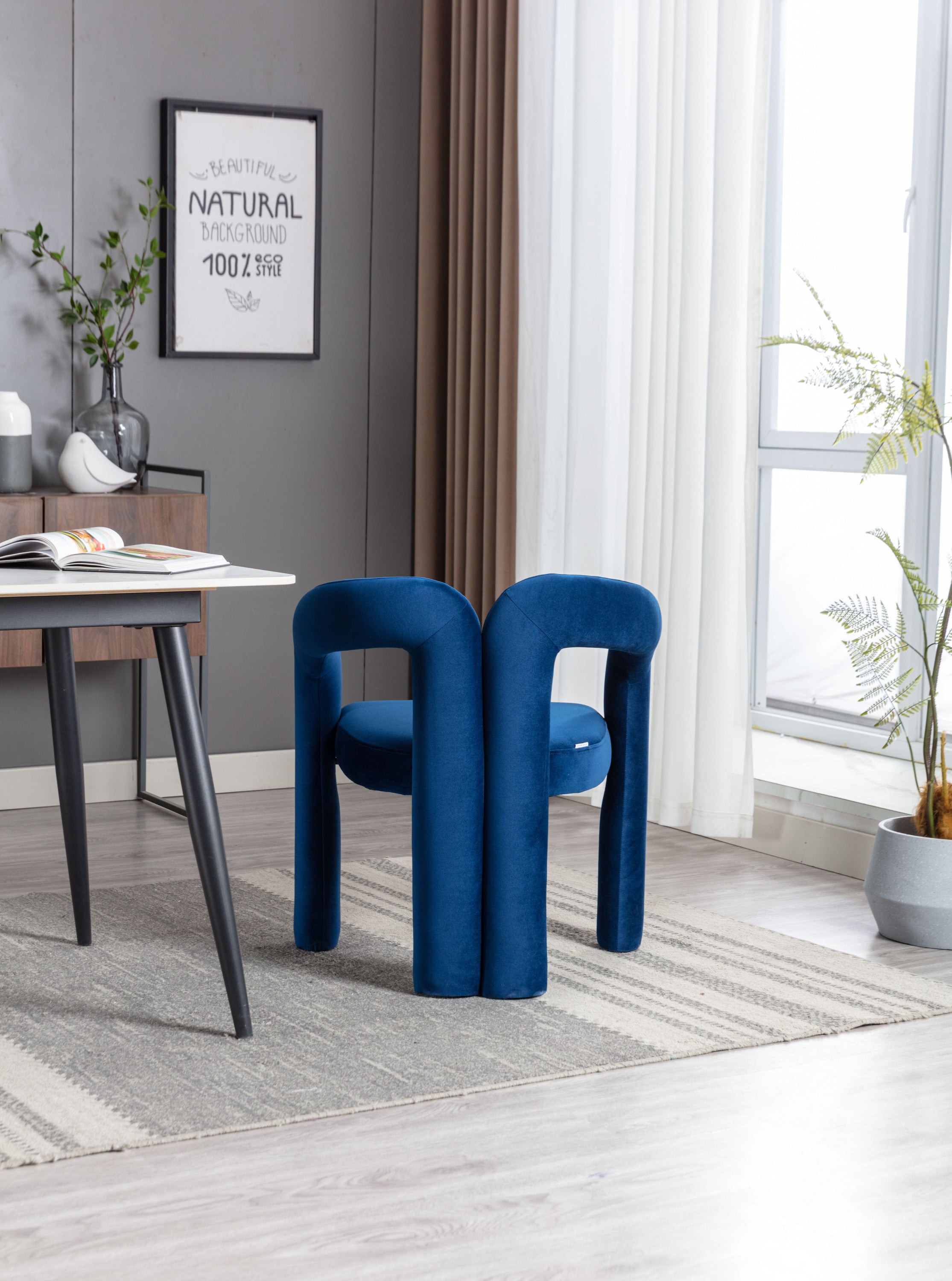 Velvet Barrel Accent Chair Set of 2 — Wood Legs