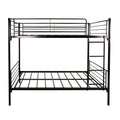 Black twin over twin metal bunk bed with ladder — front view
