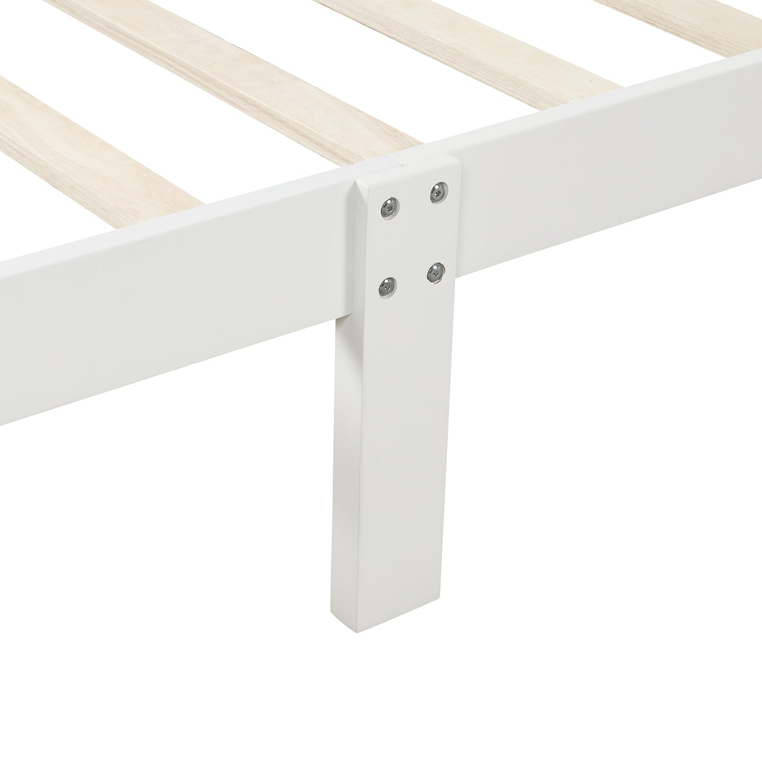 White twin bed headboard close-up — sleigh curve design