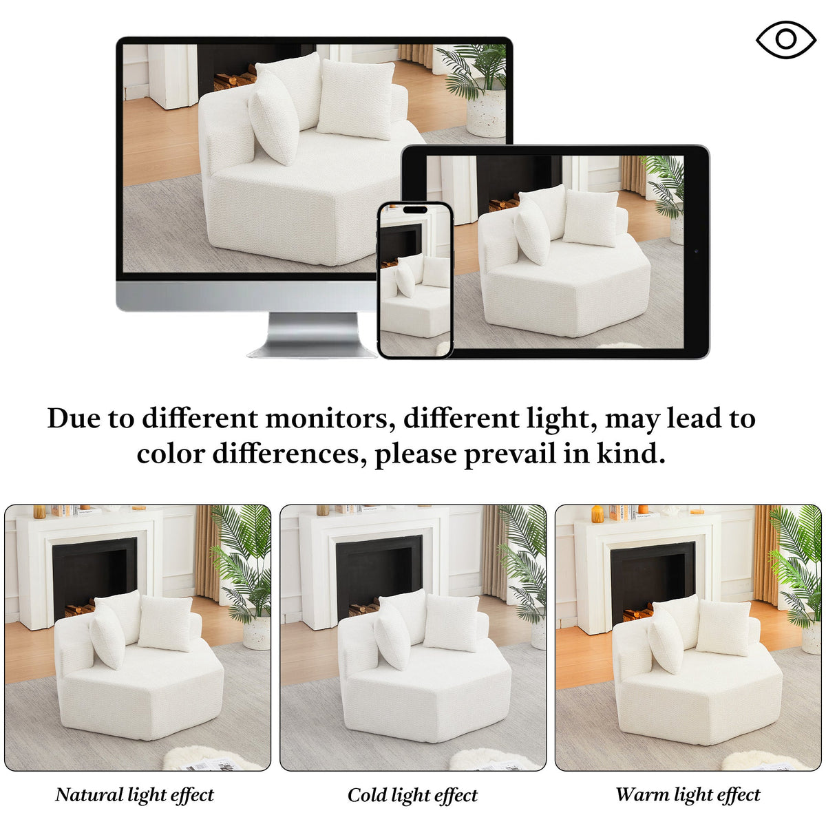 54-inch Modern-style hexagonal single lounge chair, featuring versatile arrangements and a modular design; this chenille-upholstered sofa is ideal for lounges, game rooms, living rooms, and bedrooms.
