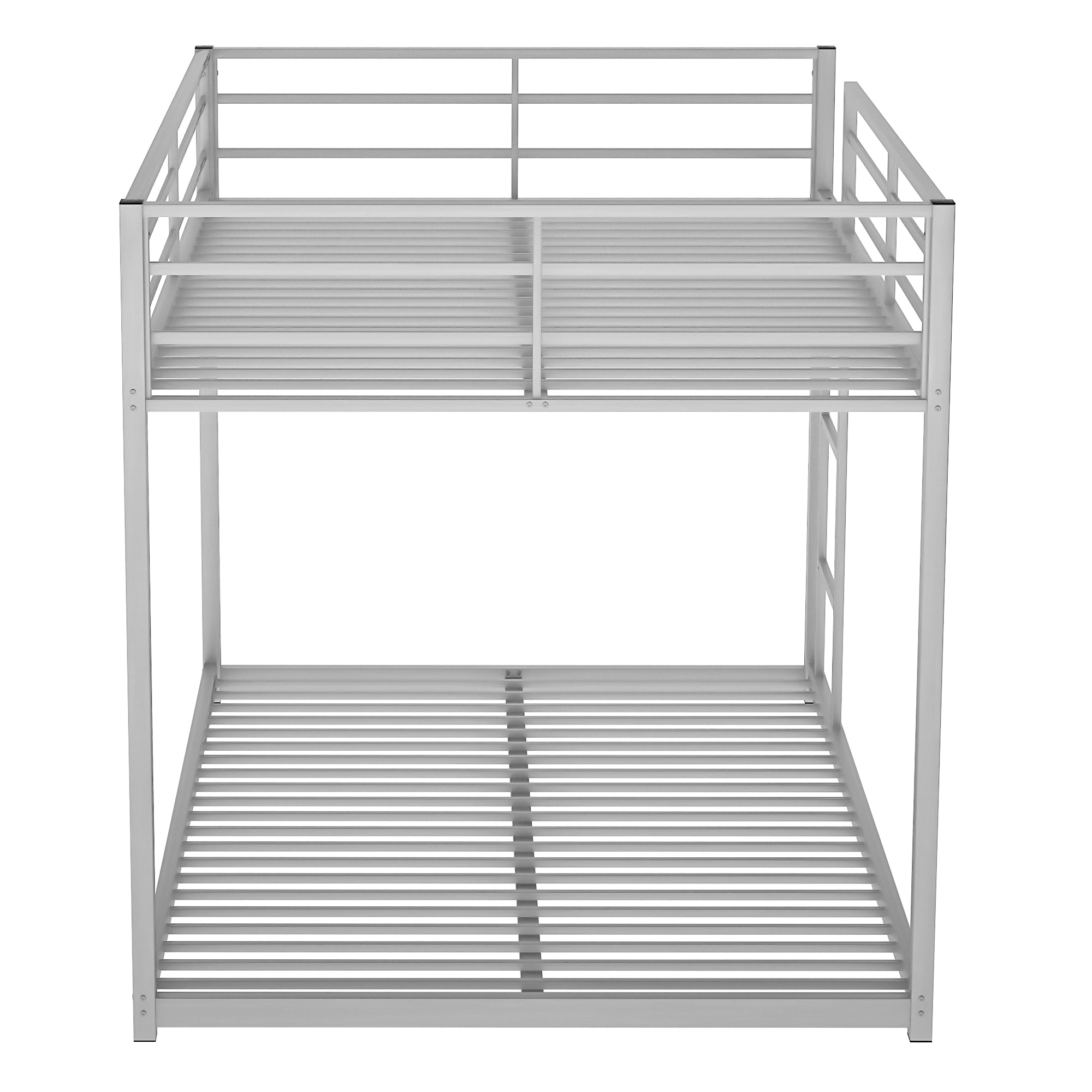Silver full over full metal bunk bed with ladder — product photo
