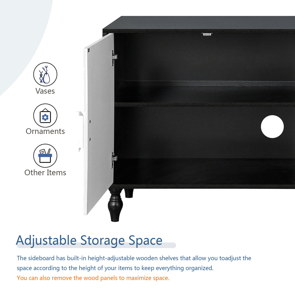 Black white sideboard TV stand media console setting