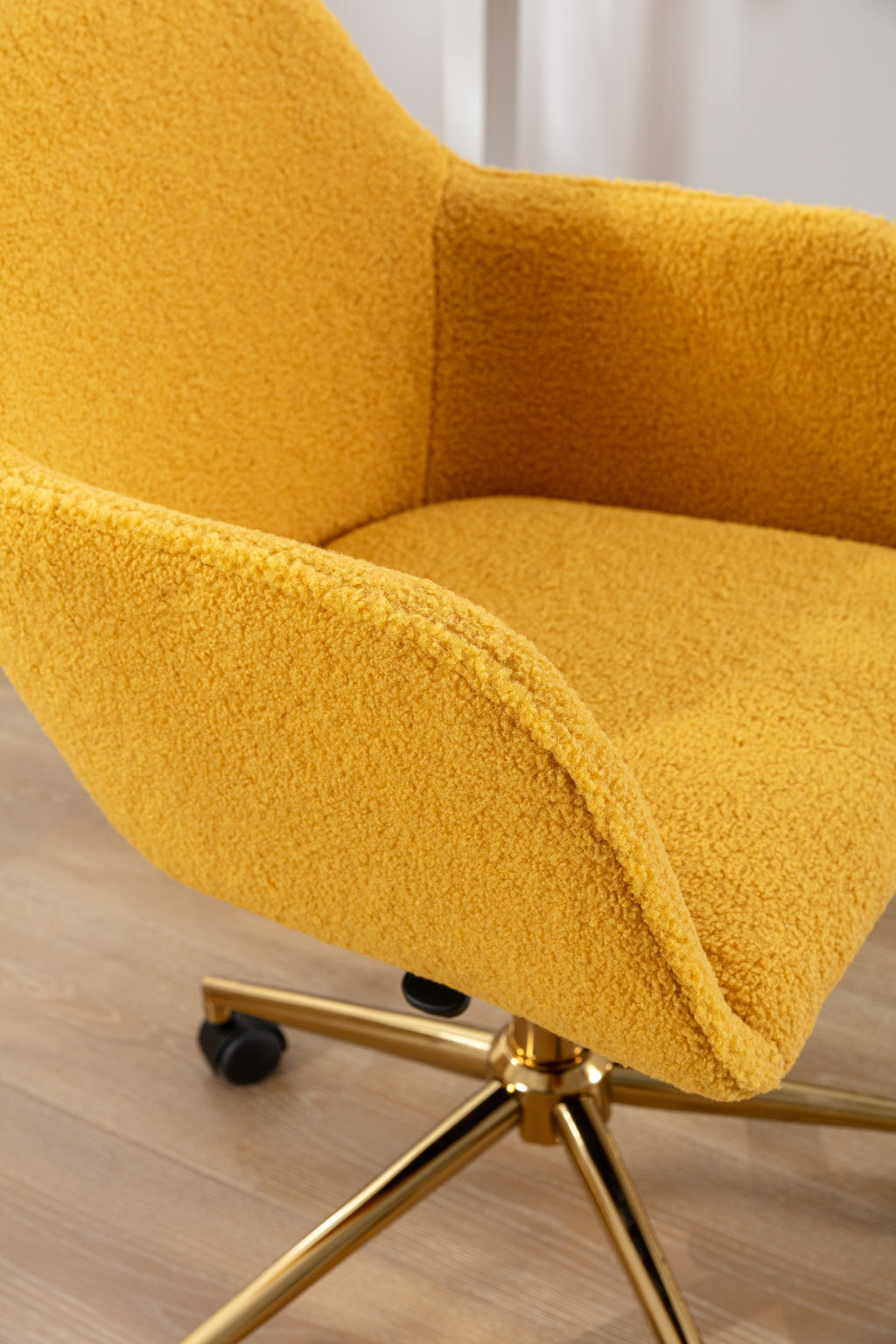 Teddy Office Chair — Adjustable Height with Gold Metal Base & Wheels