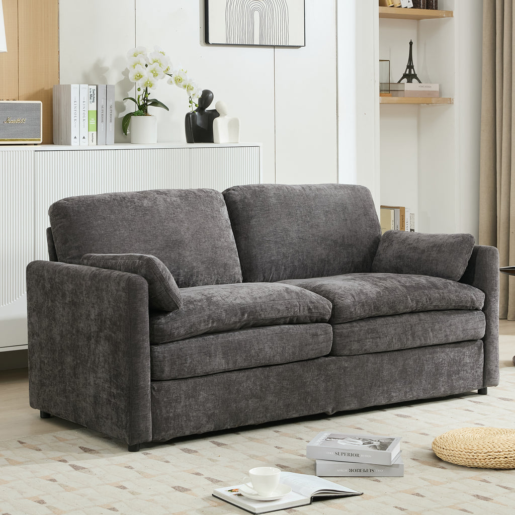 Gray loveseat backrest and cushion back detail