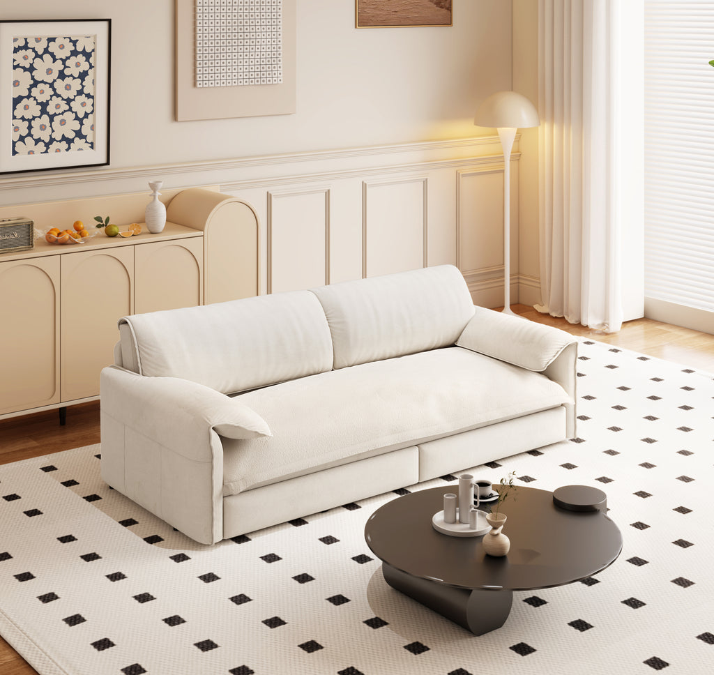Pull-out sleeper mechanism partially extended — chaise configuration