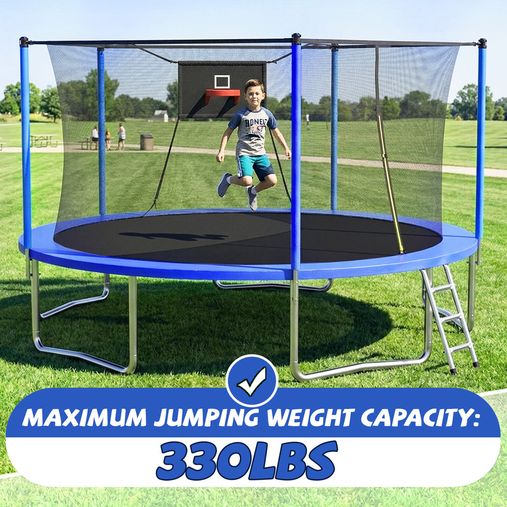 Trampoline ladder two-step galvanized steel textured treads close-up