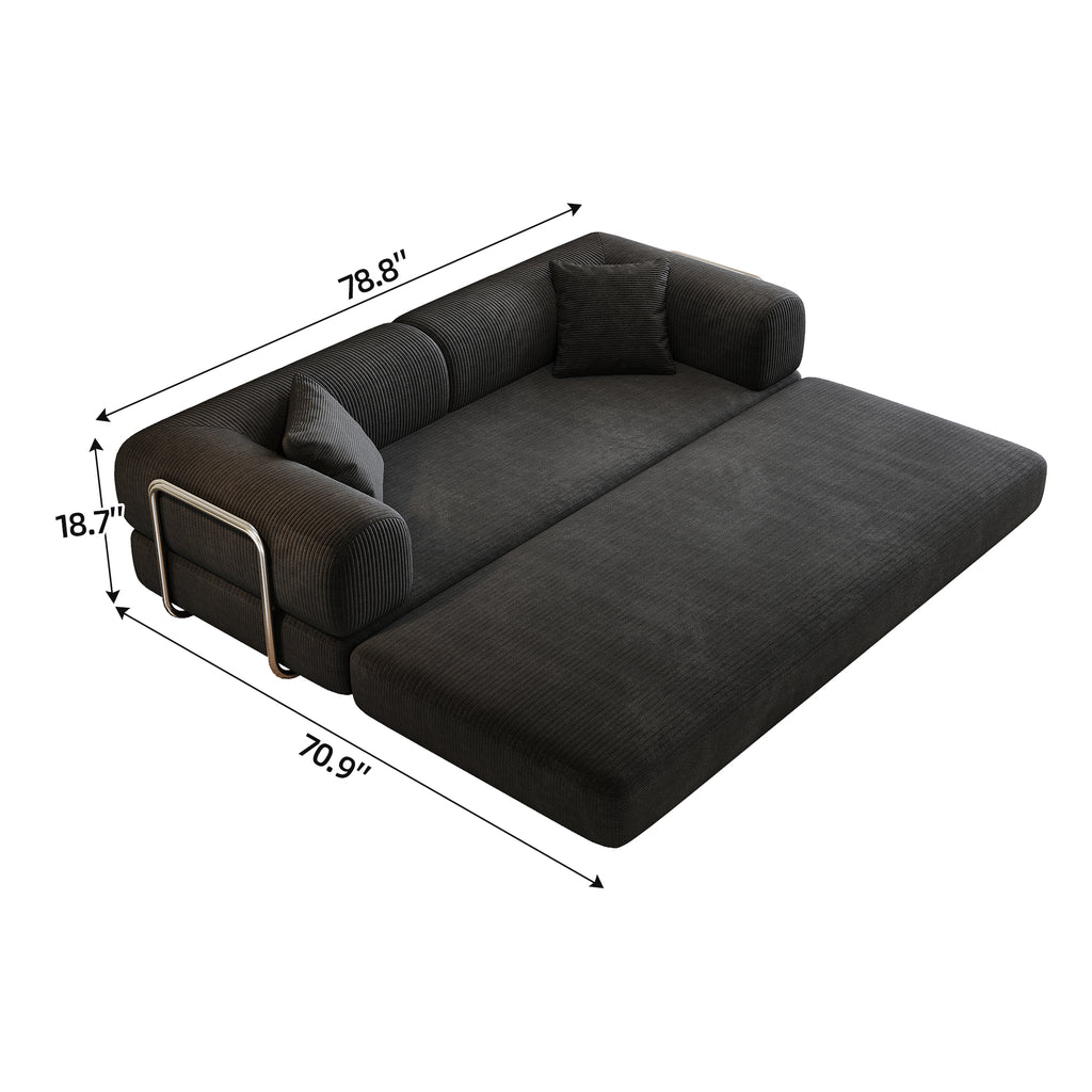 Backrest support armrest detail on black floor couch