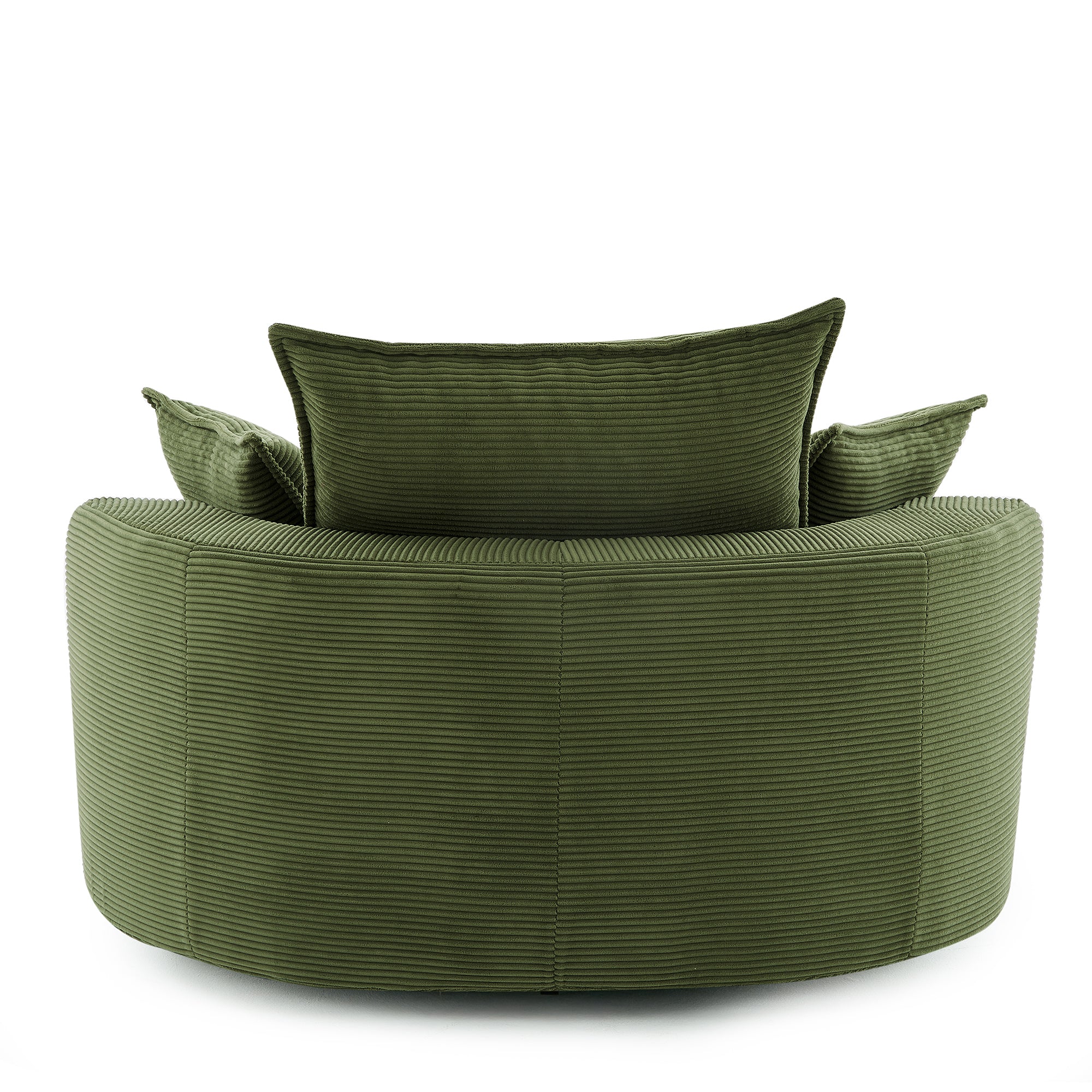 Corduroy Swivel Barrel Chair — 360° with Removable Pillows
