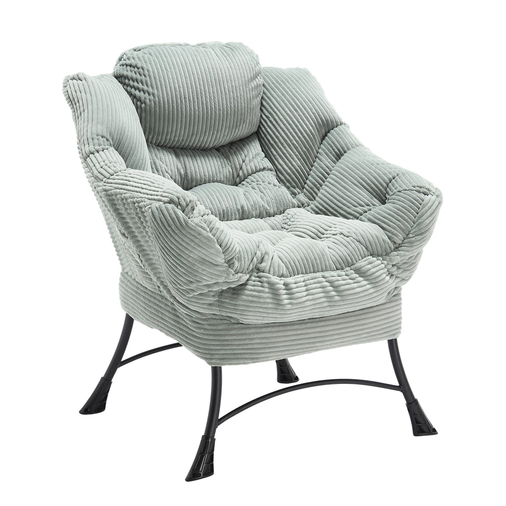 Compact light green lounge chair for reading nook