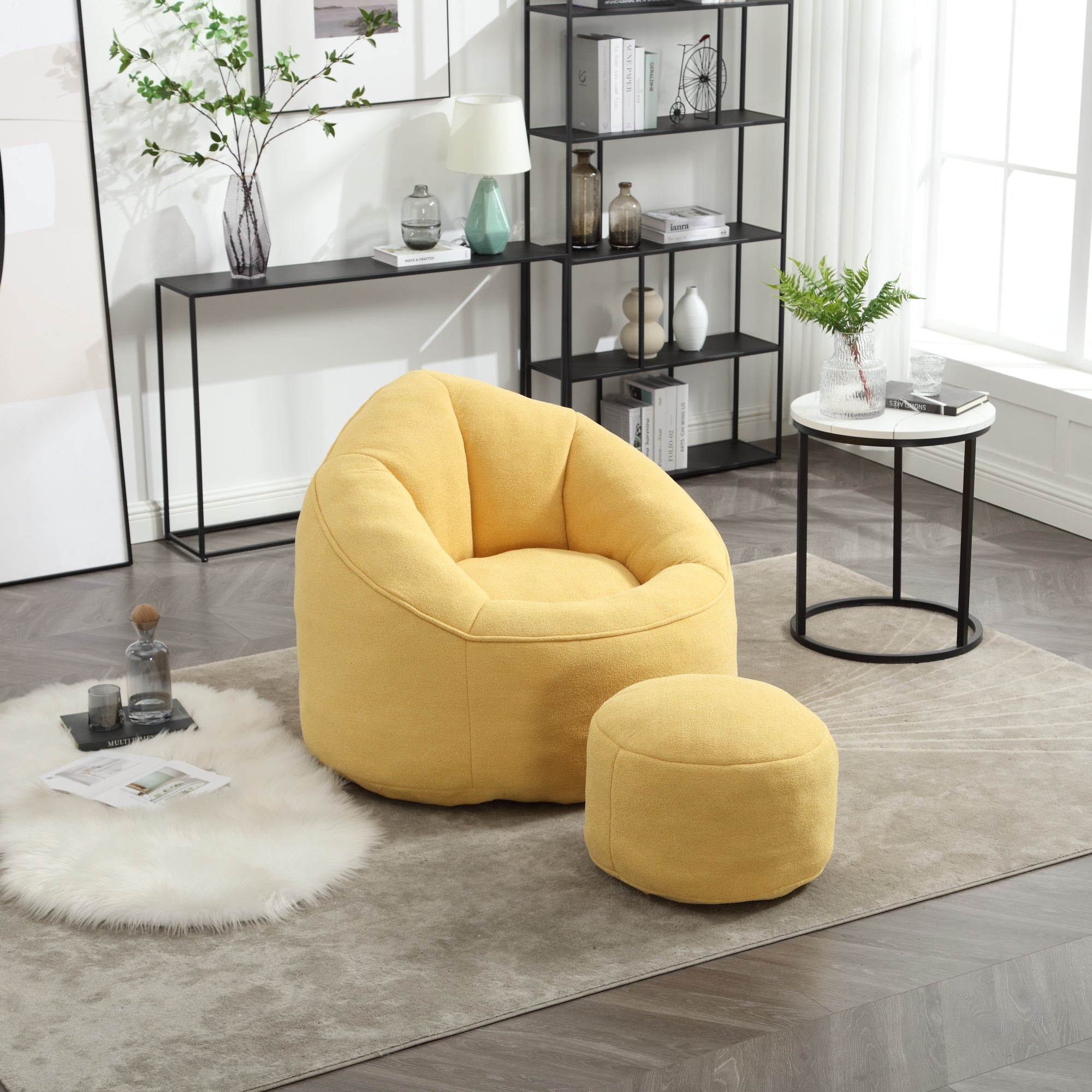 Bean bag chair with high-pressure foam — angle view