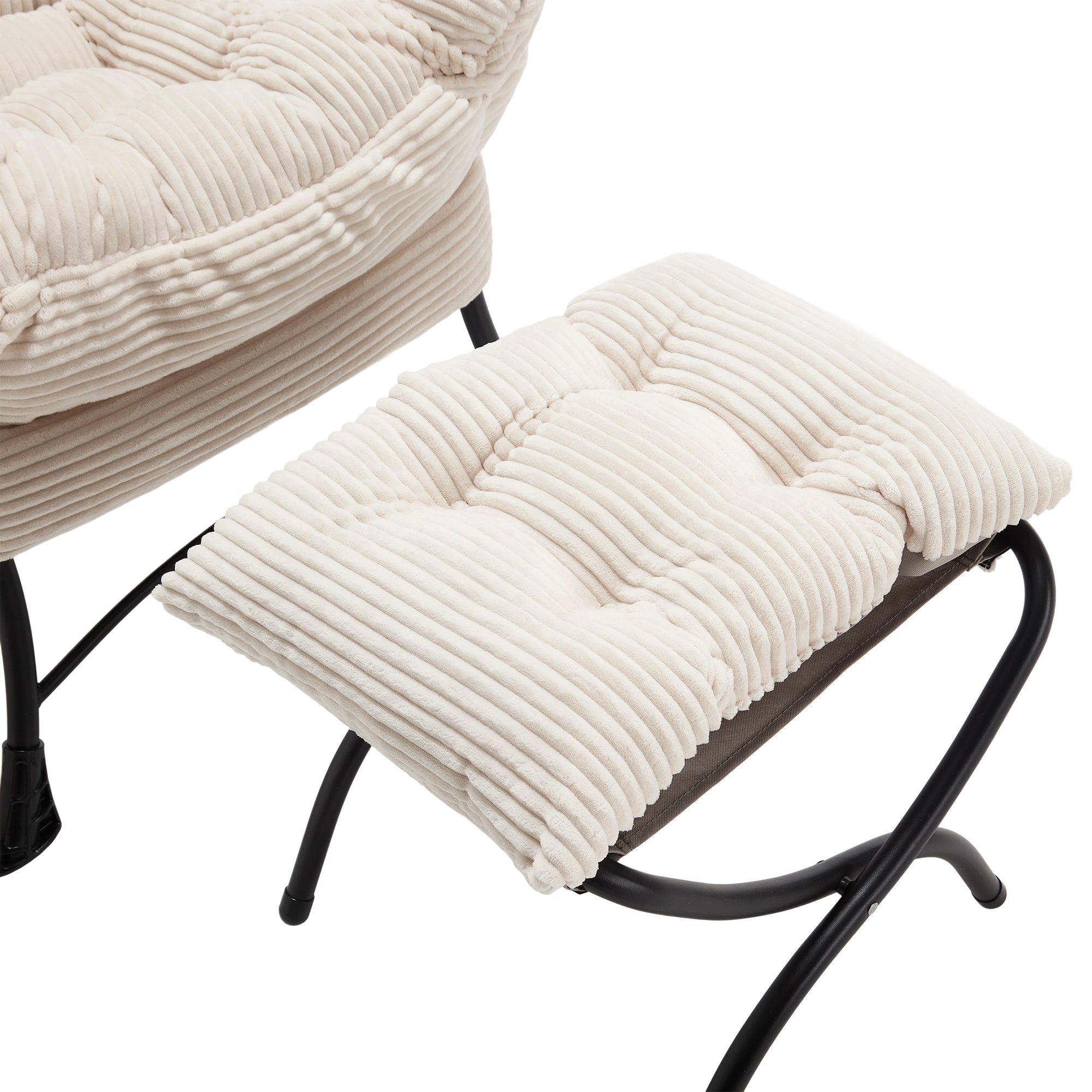 Lazy Lounge Chair with Ottoman — PP Cotton & Side Pocket
