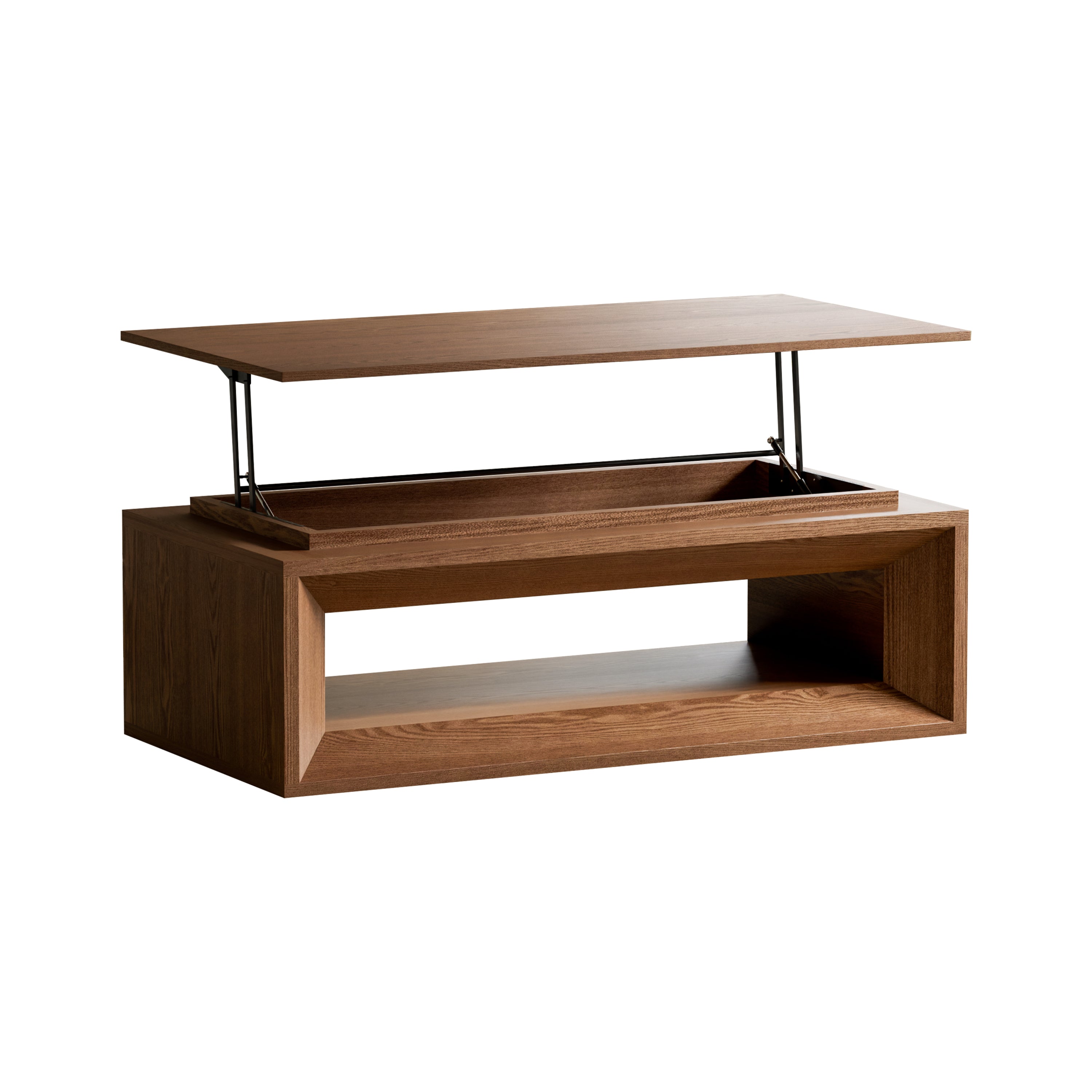 Walnut Wood Veneer Lift-Top Coffee Table with Hidden Storage — 43" Wide — image 15