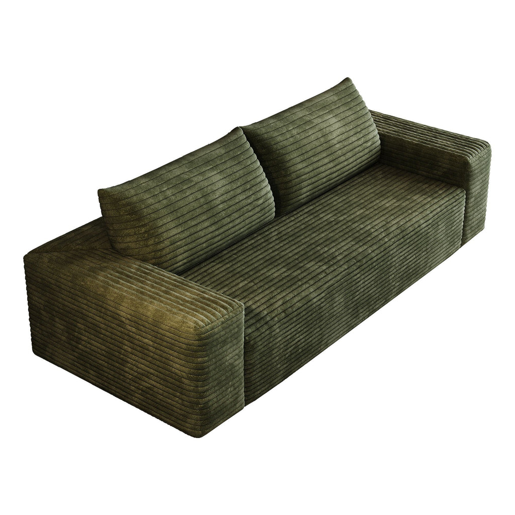 Green corduroy sofa in conference or lounge setting