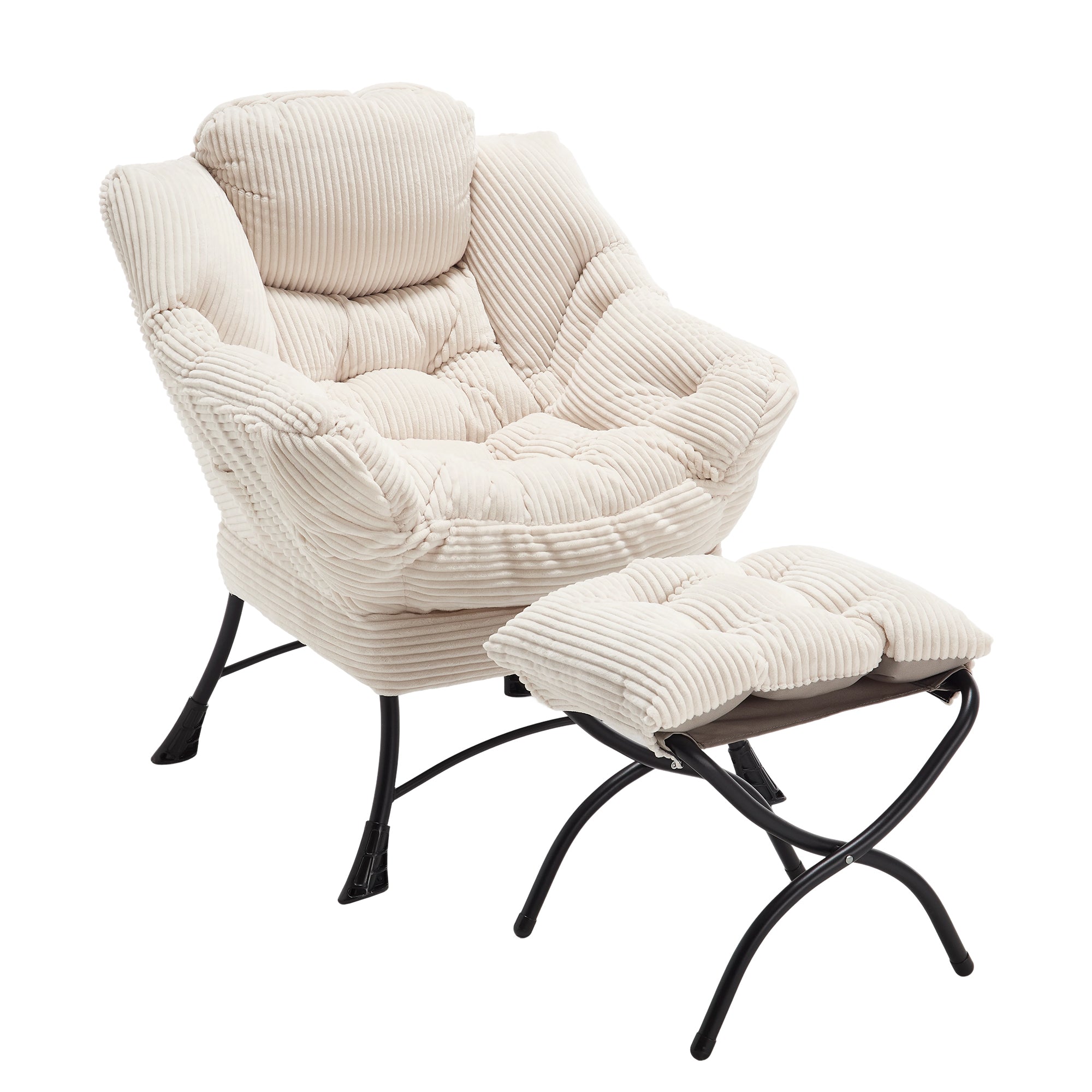 Lazy Lounge Chair with Ottoman — PP Cotton & Side Pocket