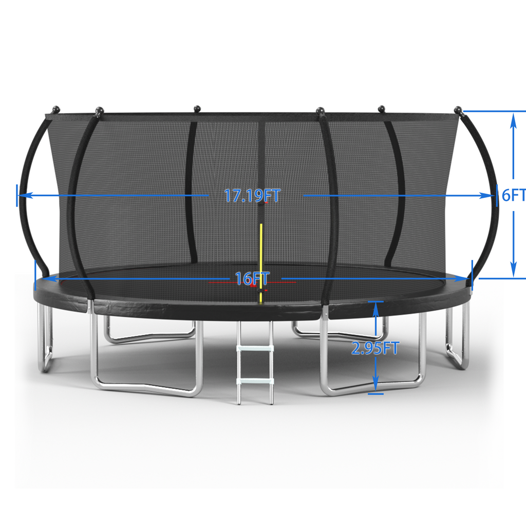 16-Foot Pumpkin-Shaped Trampoline with Safety Enclosure & Ladder