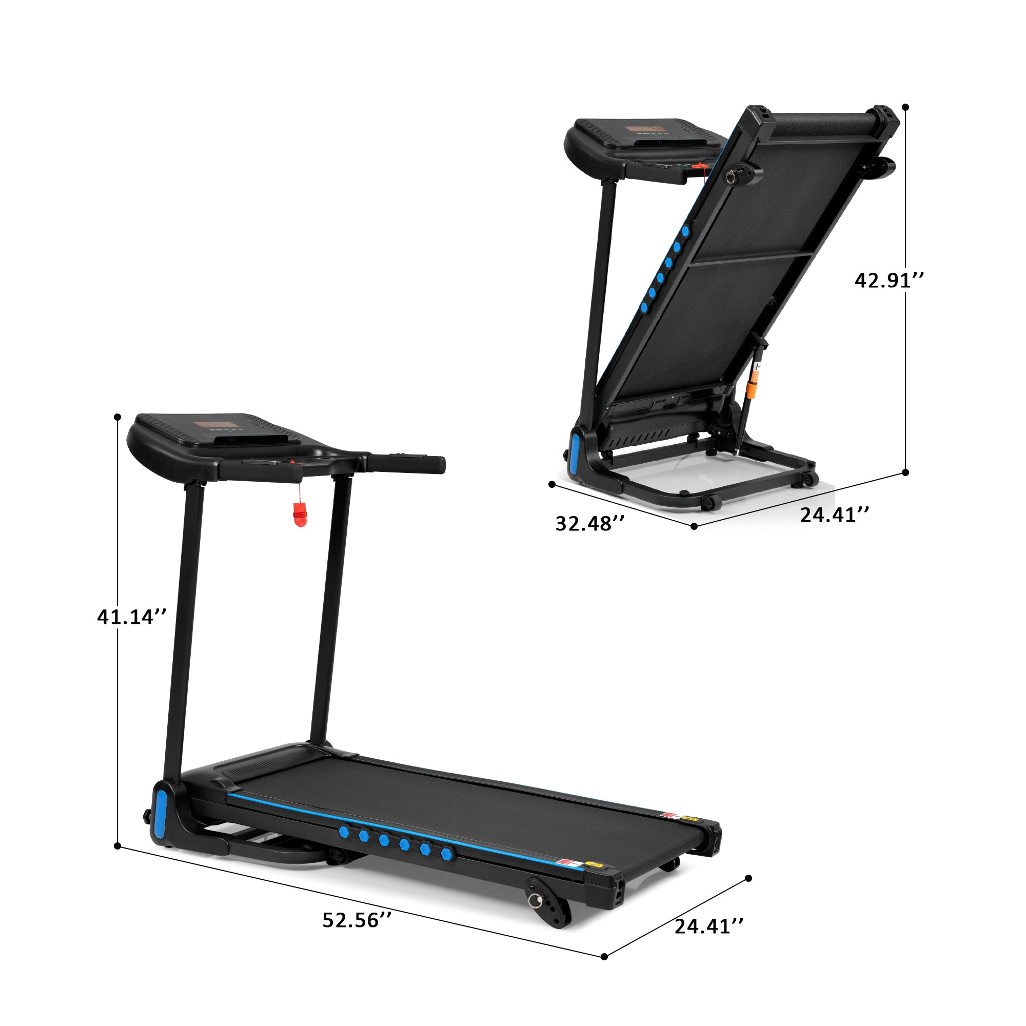 3.0 HP home treadmill running deck and console close-up