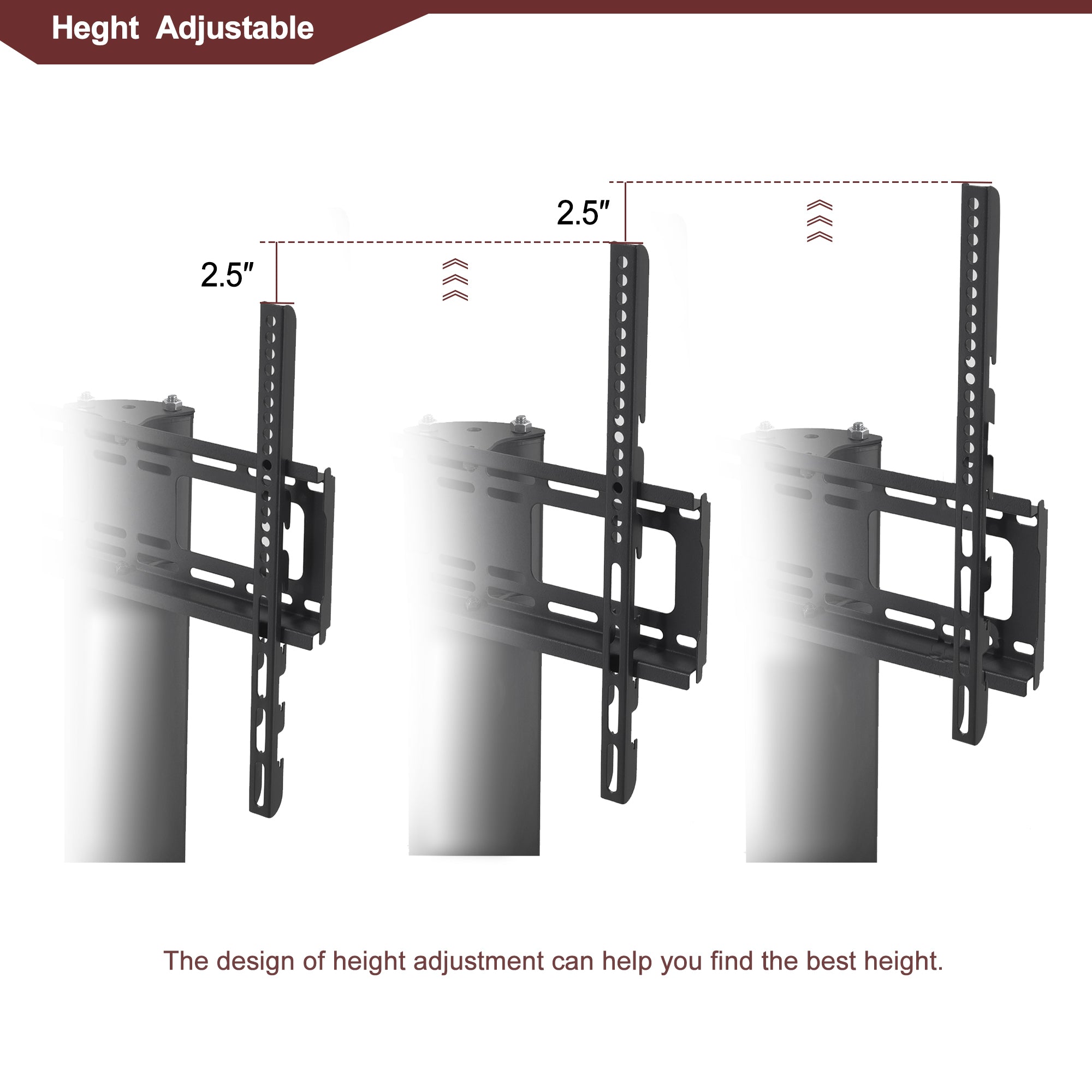 Adjustable height TV stand swivel bracket detail