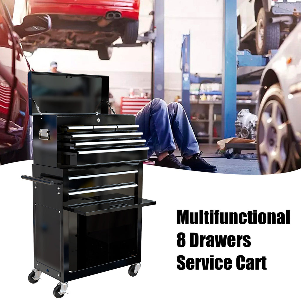 8-Drawer Rolling Tool Chest with Lock — Metal Tool Storage Cabinet