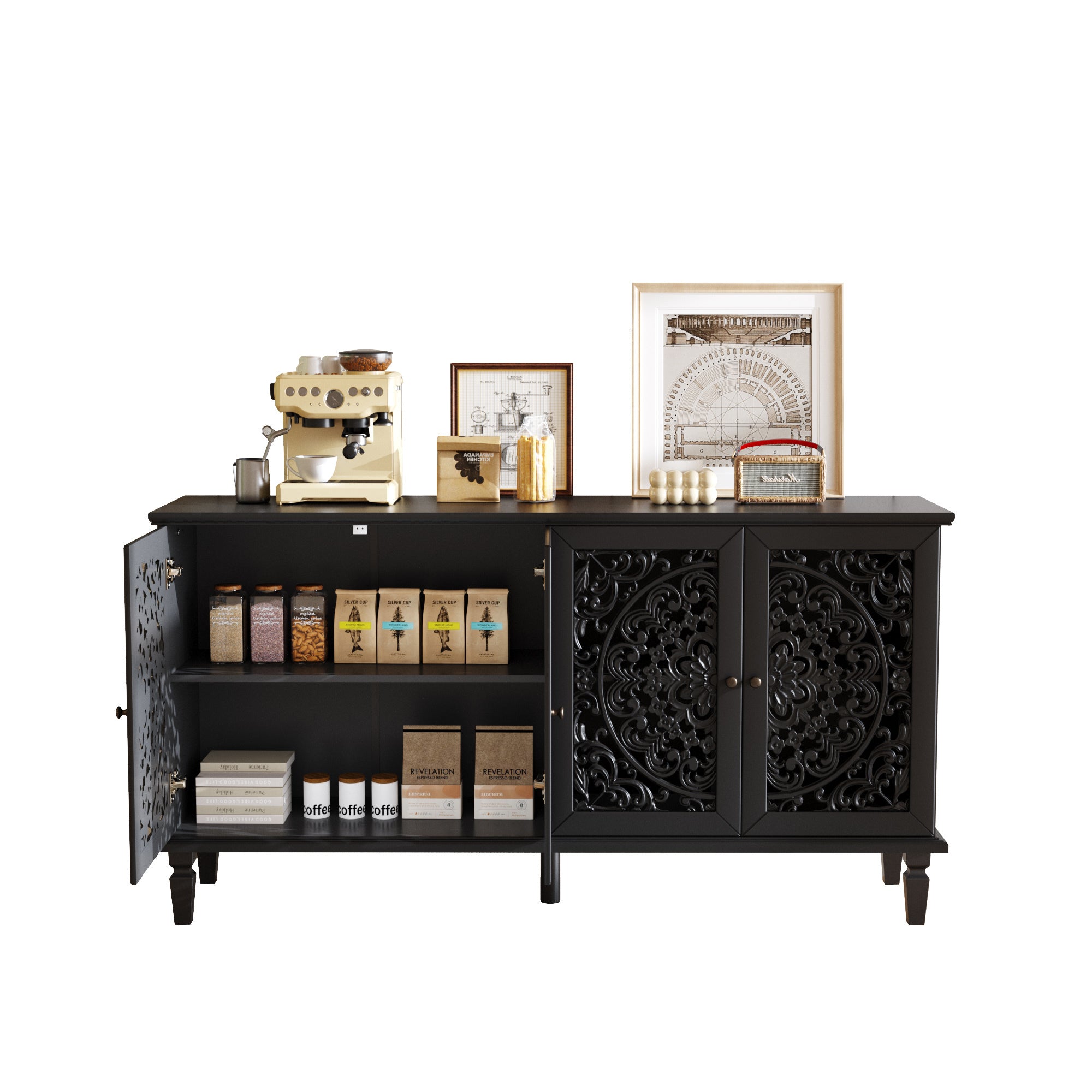 Farmhouse sideboard solid wood legs detail